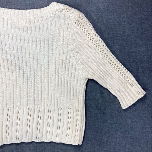 Candies V- Neck Cardigan Womens S Girls XL Ivory Knit Casual Minimalist Sweater - Picture 8 of 15